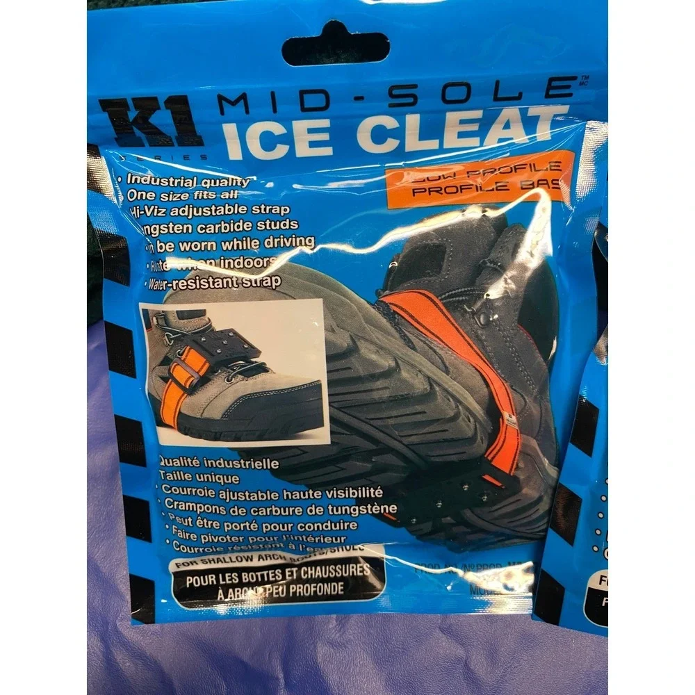 K1 Mid Sole Ice Cleat Traction Slip Snow Ice Grips One Size Fits All Pair